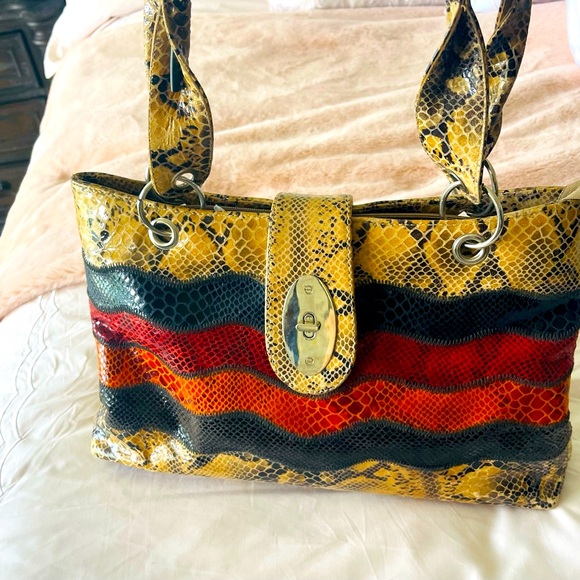 Snakeskin leather handbag - Picture 1 of 9